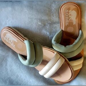 Sorel Women's Green and White Sandals